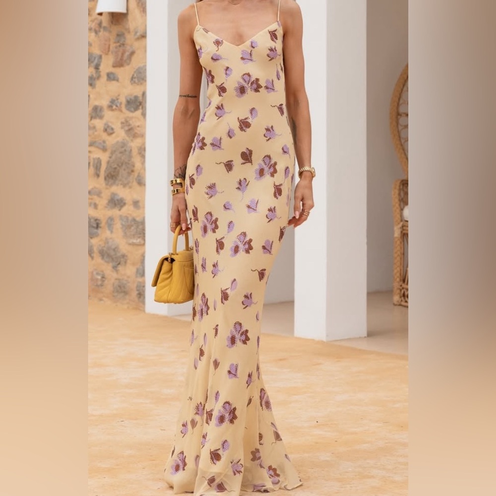 Self Portrait Floral Rhinestone Maxi Dress